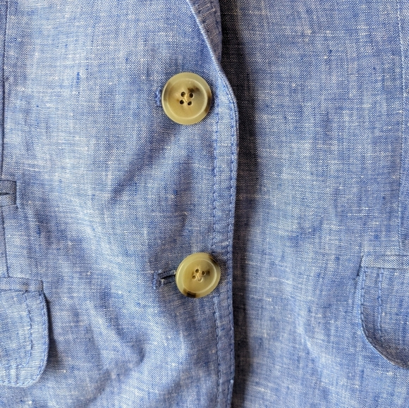 J. Crew Linen Schoolboy Blazer 4 Blue - Picture 5 of 13